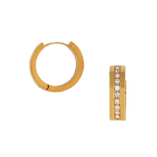 ORELIA Crystal Inlay Mid Hoops - Image 1
