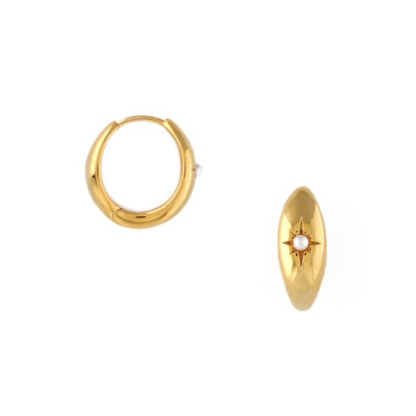 ORELIA Domed Pearl Starburst Hoop - Image 1