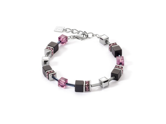 GEOCUBE Bracelet Iconic Precious Onyx Silver/Amethyste
