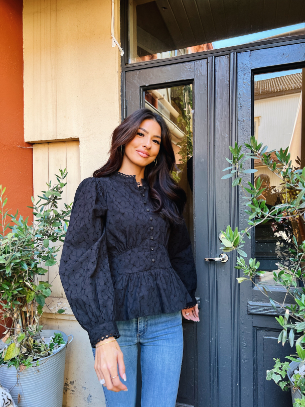 Greta Blouse - Black Broderie  - Image 3