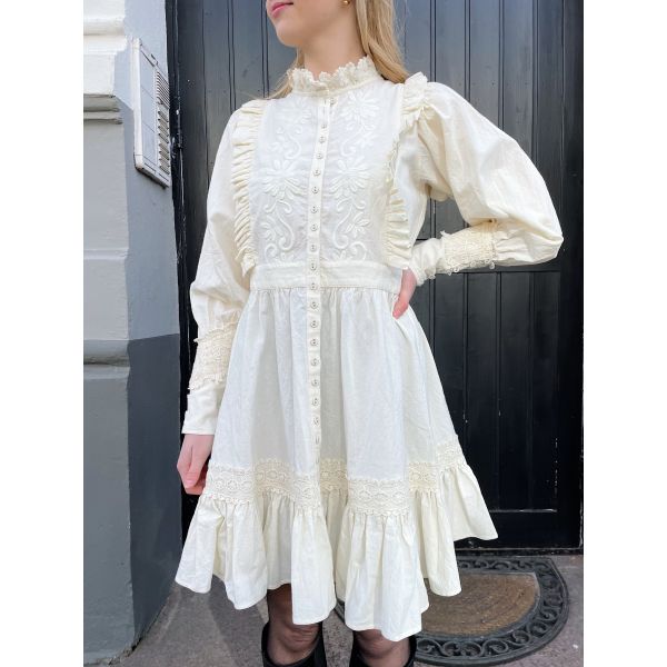 Winter Cotton Mini Dress -Off White