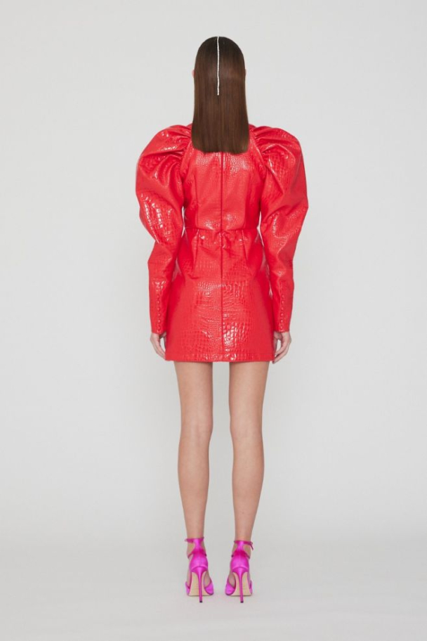 Long-sleeve Button Dress Red - Image 2