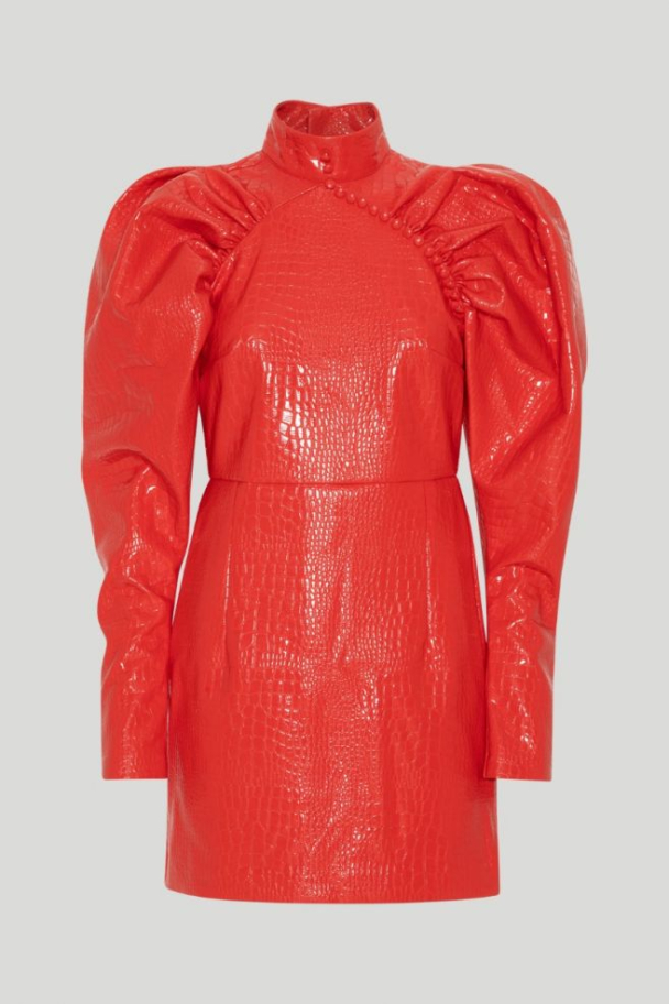 Long-sleeve Button Dress Red - Image 5