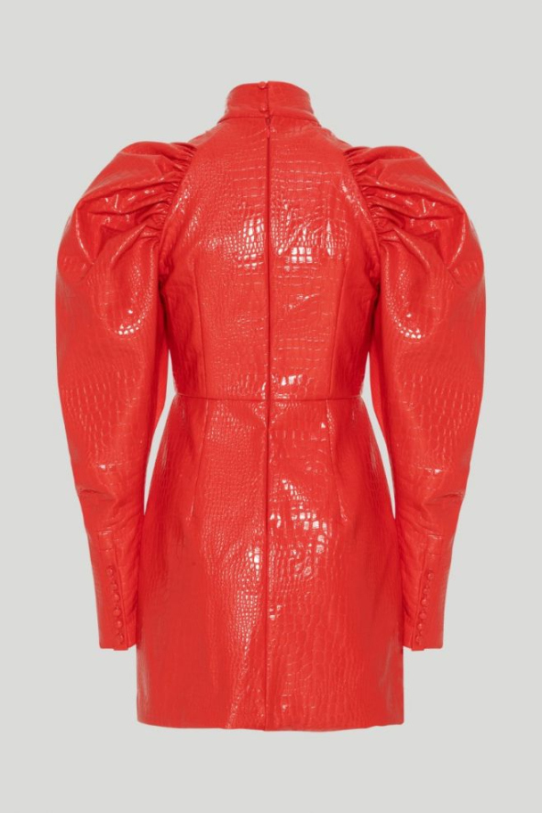 Long-sleeve Button Dress Red - Image 6