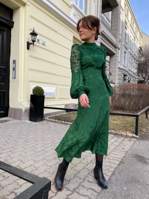 Jacquard Lace Dress - Emerald
