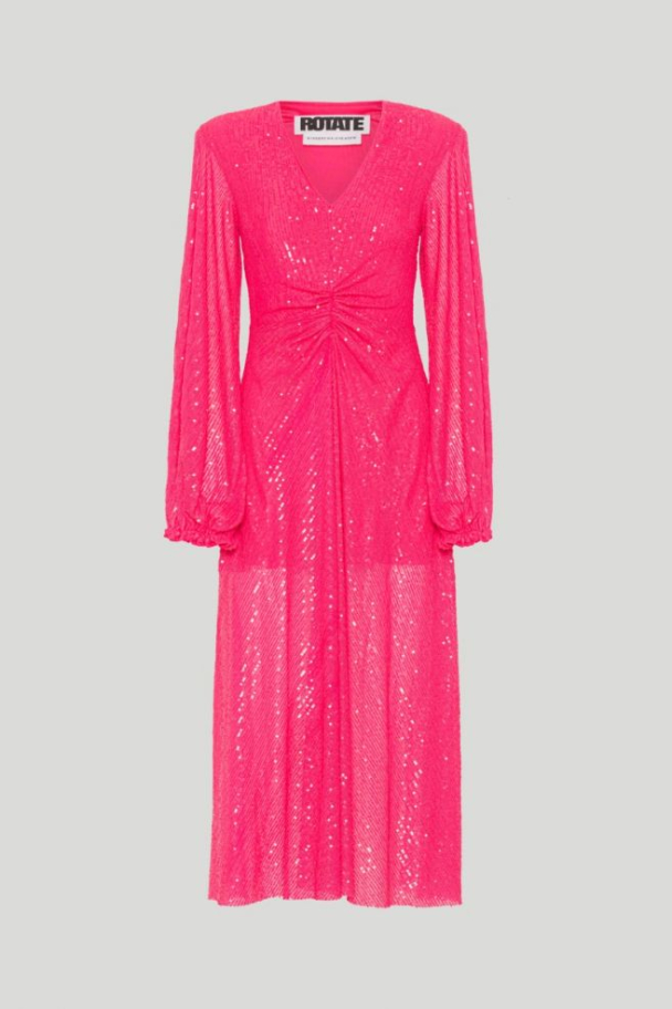 Sequin Long-sleeved Dress Pink - Image 3