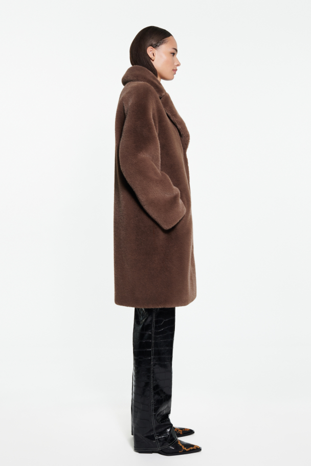 Camille Cocoon Coat - Mole Brown - Image 3
