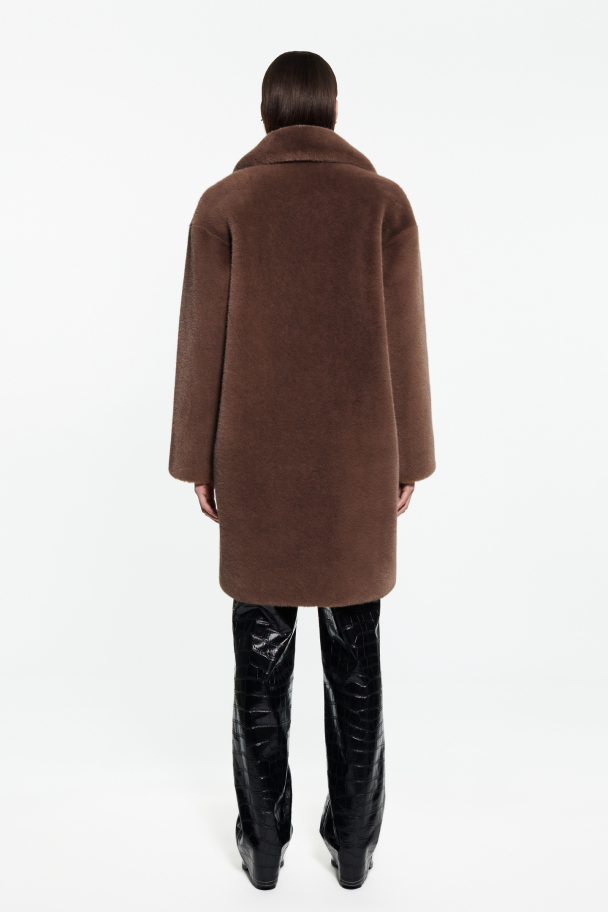 Camille Cocoon Coat - Mole Brown - Image 4