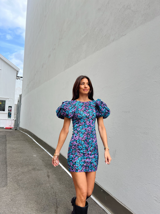 Slinky Jersey Balloon Sleeve Dress Hyacinth - Image 7