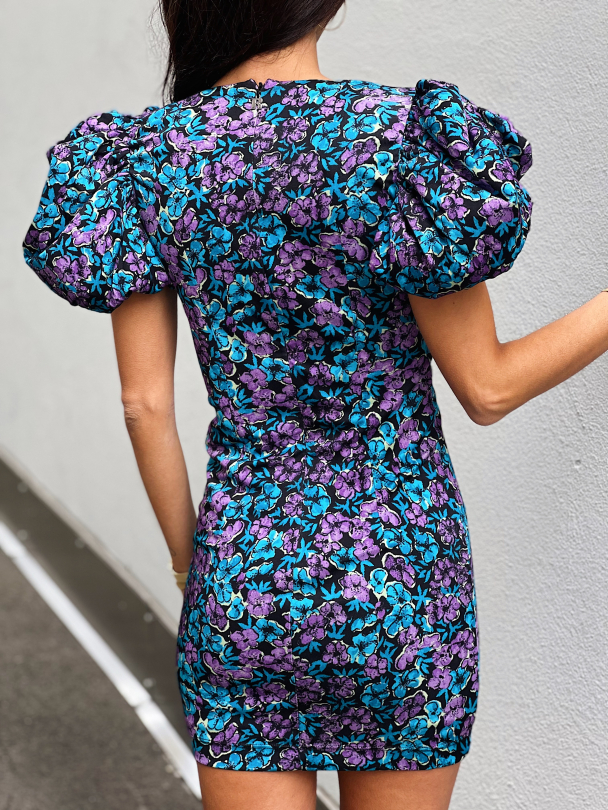 Slinky Jersey Balloon Sleeve Dress Hyacinth - Image 8