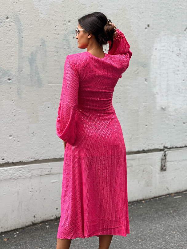 Sequin Long-sleeved Dress Pink - Image 4