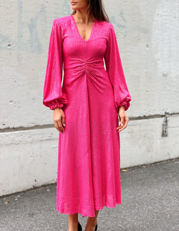 Sequin Long-sleeved Dress Pink - Image 5