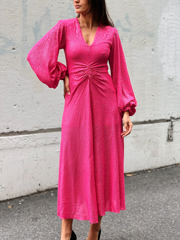 Sequin Long-sleeved Dress Pink - Image 1