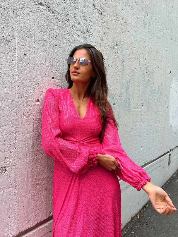 Sequin Long-sleeved Dress Pink - Image 8