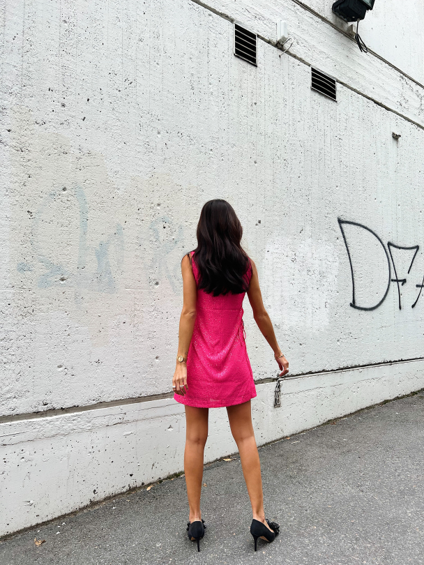 Sequin Mini High-neck Dress Pink - Image 6