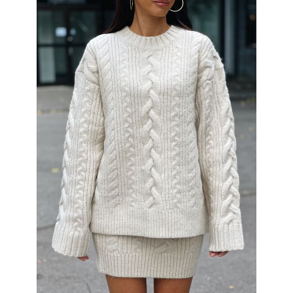 Sweater Cable Knit  Pristine White 