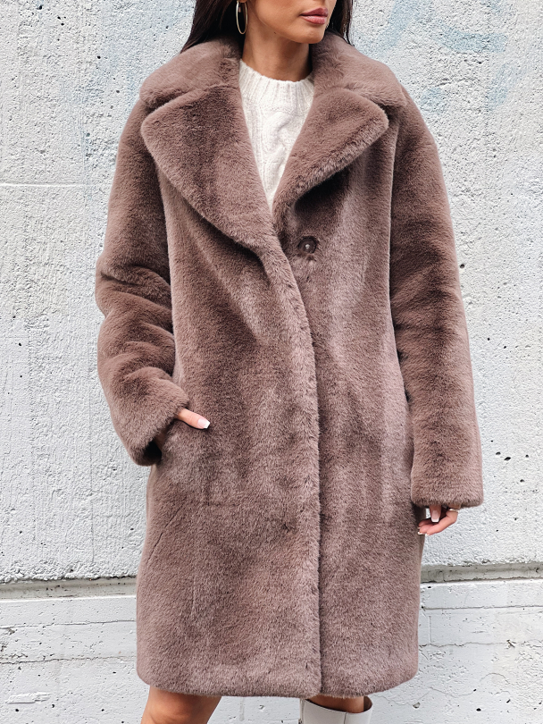 Camille Cocoon Coat - Mole Brown - Image 1