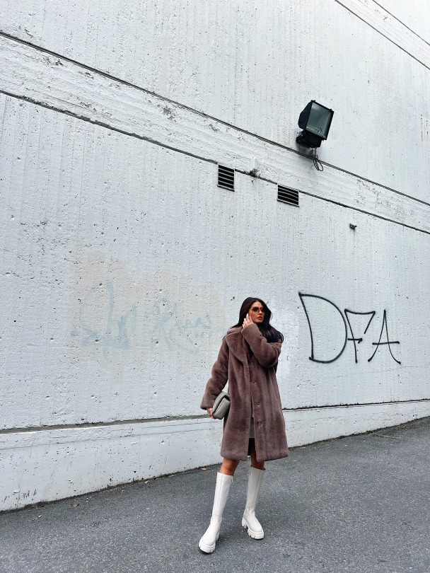 Camille Cocoon Coat - Mole Brown - Image 6
