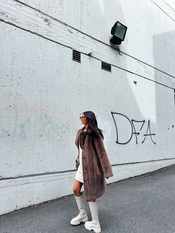 Camille Cocoon Coat - Mole Brown - Image 7