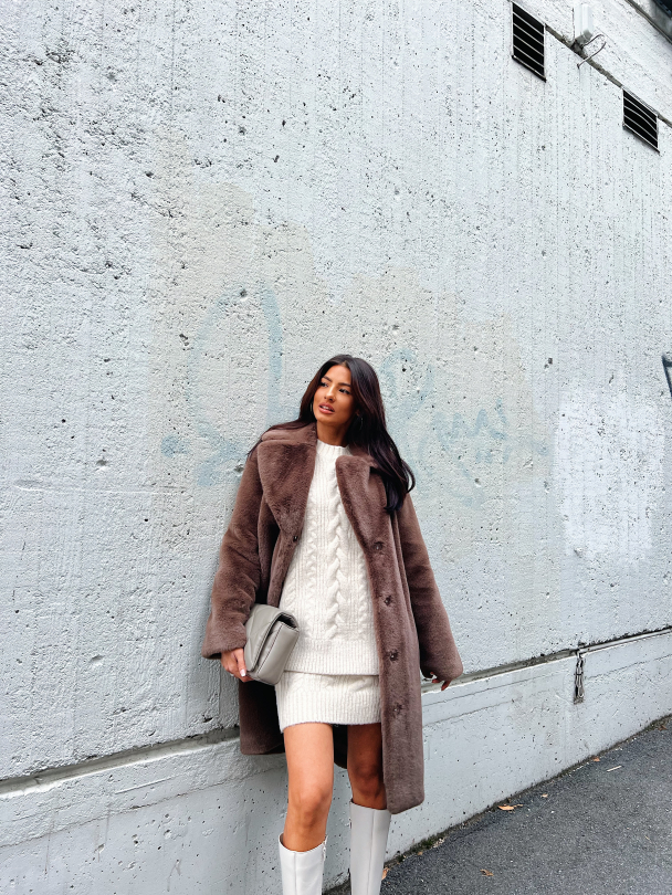 Camille Cocoon Coat - Mole Brown - Image 9