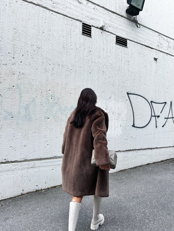 Camille Cocoon Coat - Mole Brown - Image 10