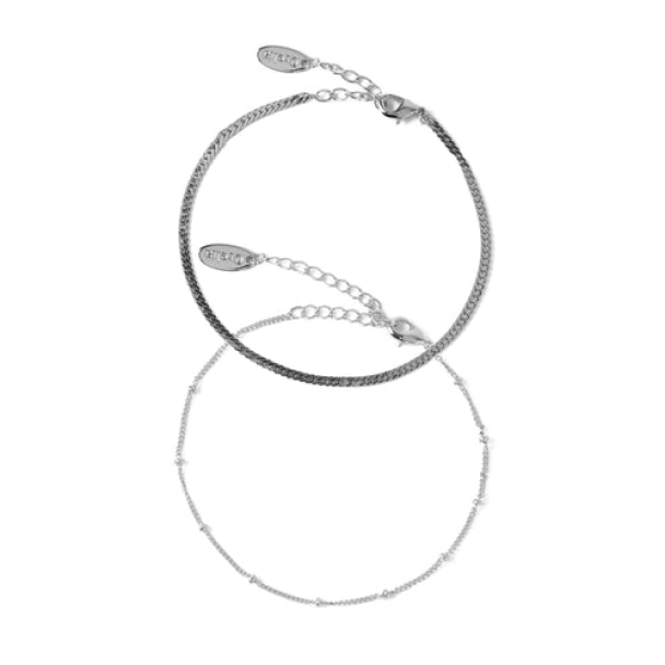 ORELIA Satellite & Flat Curb Chain Bracelet - Image 1