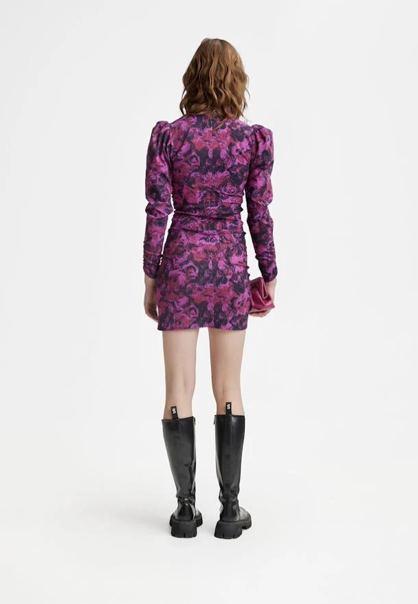 Rava Slim Dress - Pink Art - Image 4