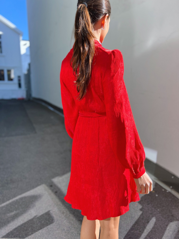 Madina Short Dress - True Red  - Image 2