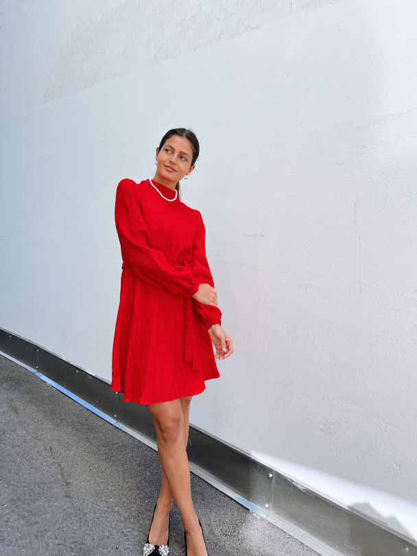 Madina Short Dress - True Red  - Image 5