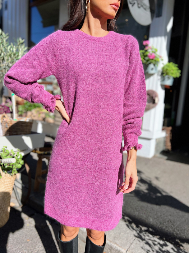 Sia Juma Knit O-Neck Dress - Phlox Pink/Melange Black Core - Image 1