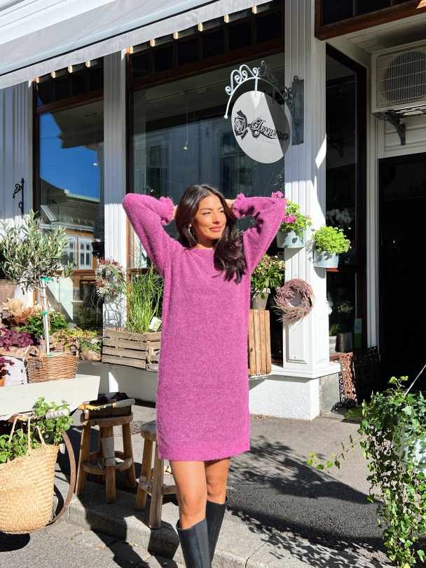 Sia Juma Knit O-Neck Dress - Phlox Pink/Melange Black Core - Image 4