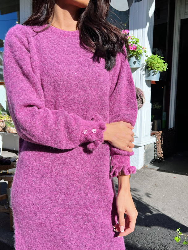 Sia Juma Knit O-Neck Dress - Phlox Pink/Melange Black Core - Image 7