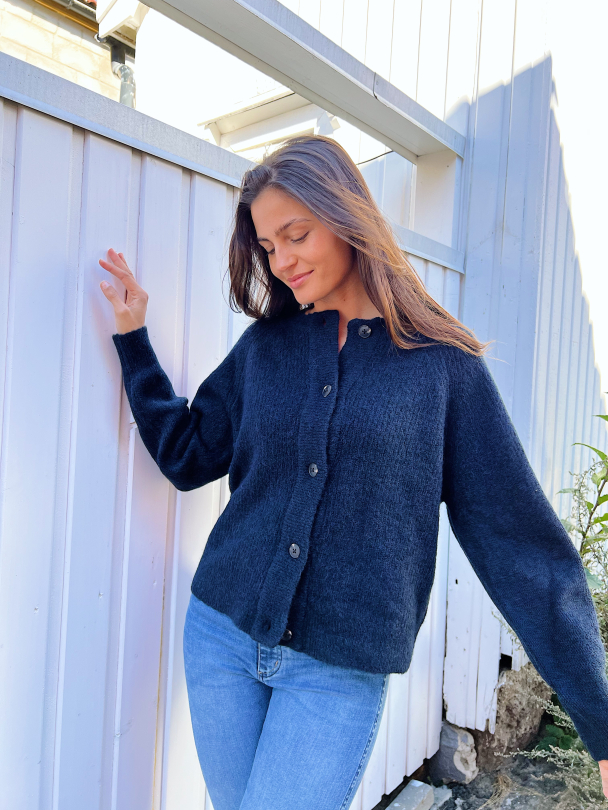 Lulu Knit Short Cardigan - Dark Sapphire - Image 5