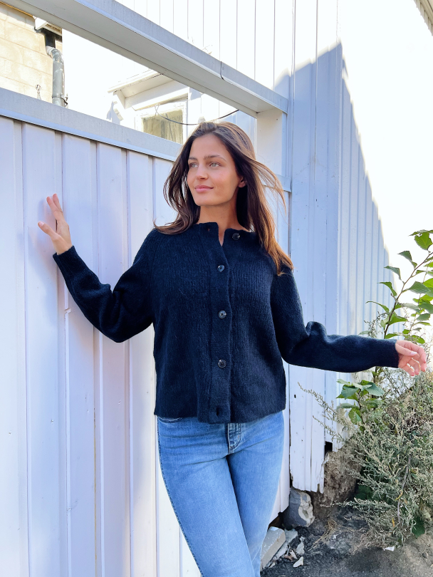 Lulu Knit Short Cardigan - Dark Sapphire - Image 6