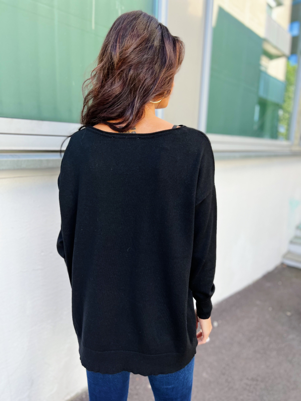 Inka Cashmere Knit Boatneck - Black  - Image 3