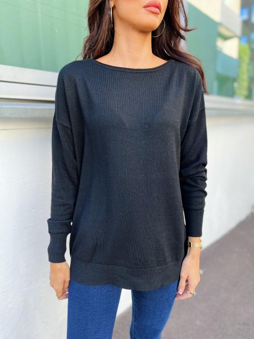 Inka Cashmere Knit Boatneck - Black 