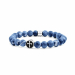 Natural Sodalite Stone Bracelet with cross element in vintage steel 