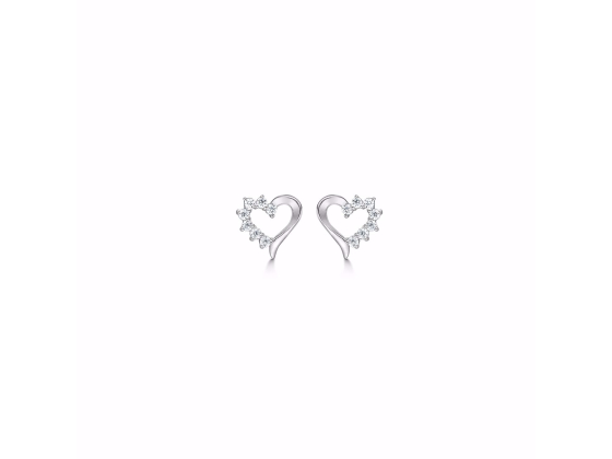 Sølv ørestikk hjerte med zirkonia