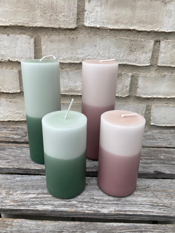 Kubbelys - to fargede 100% stearin!