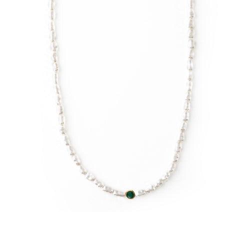 ORELIA Emerald & Pearl Necklace