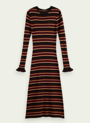 Striped Crew-Neck Knitted Dress