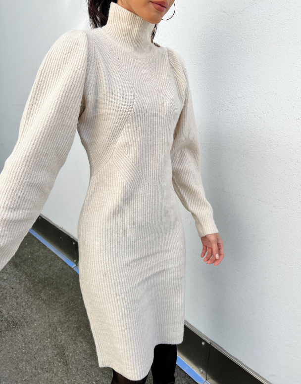 Joha Knit Dress - Oatmeal - Image 5