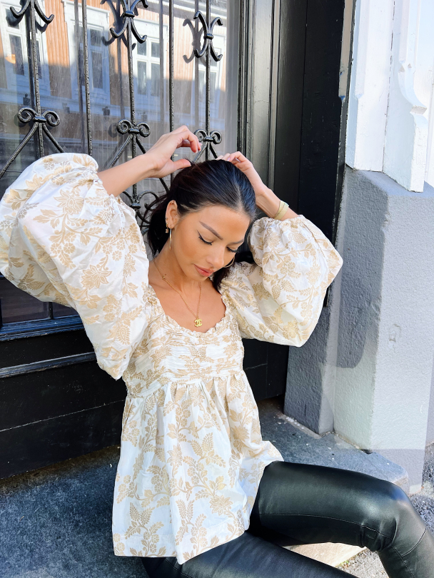 Brocade Top - Off White  - Image 1