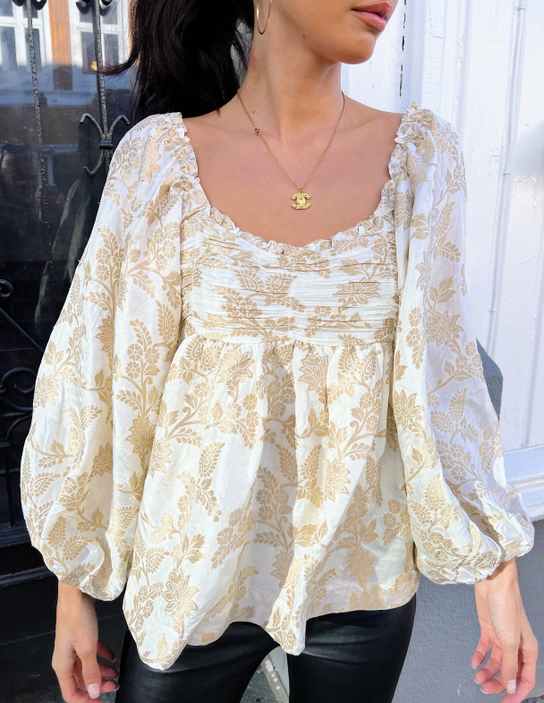 Brocade Top - Off White  - Image 8