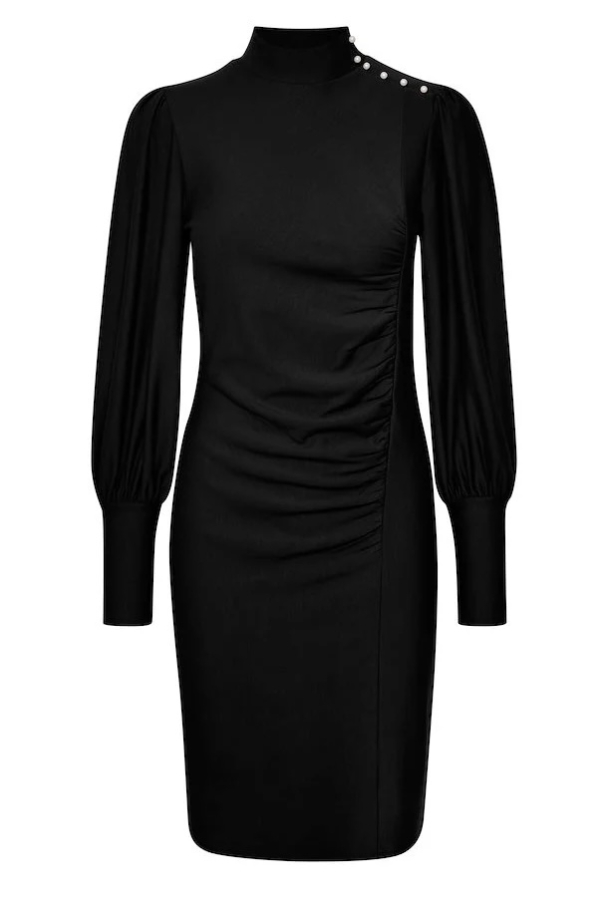 Rifa Button Puff Dress - Black  - Image 5
