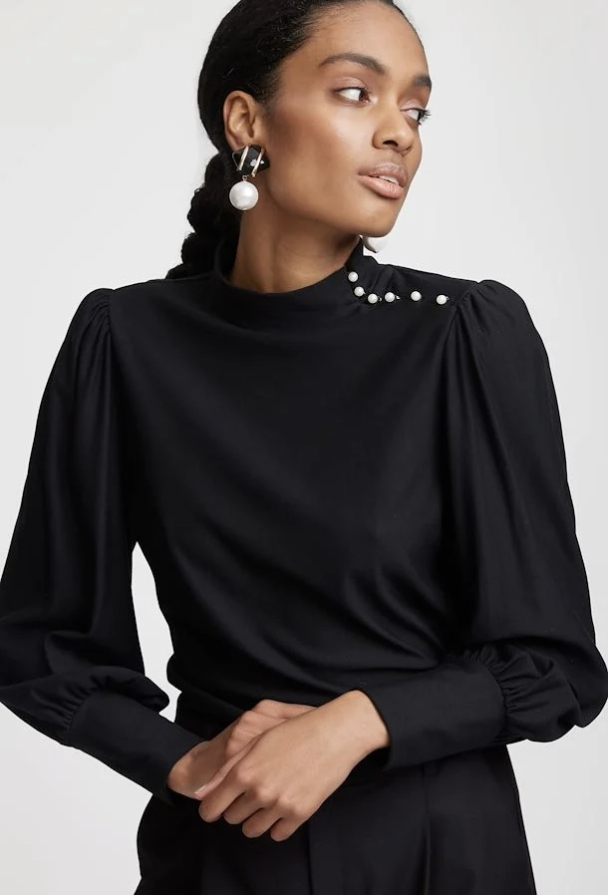 Rifa Button Blouse - Black  - Image 5