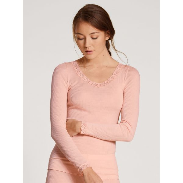 'Silky Wool Joy' top long sleeve, pale pink