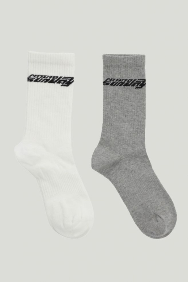 Knit Logo Socks 2 Pack - Marsmellow/Wet Weather - Image 1