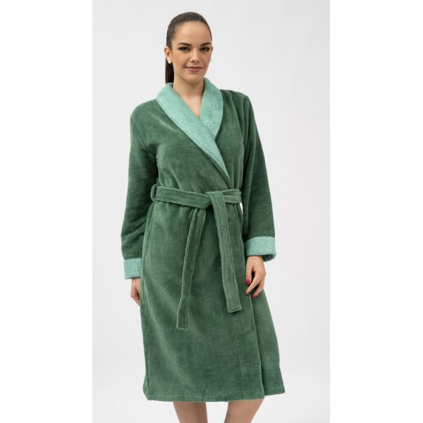 'Shawl Collar' bamboo robe, green
