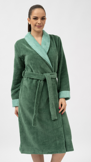 'Shawl Collar' bamboo robe, green